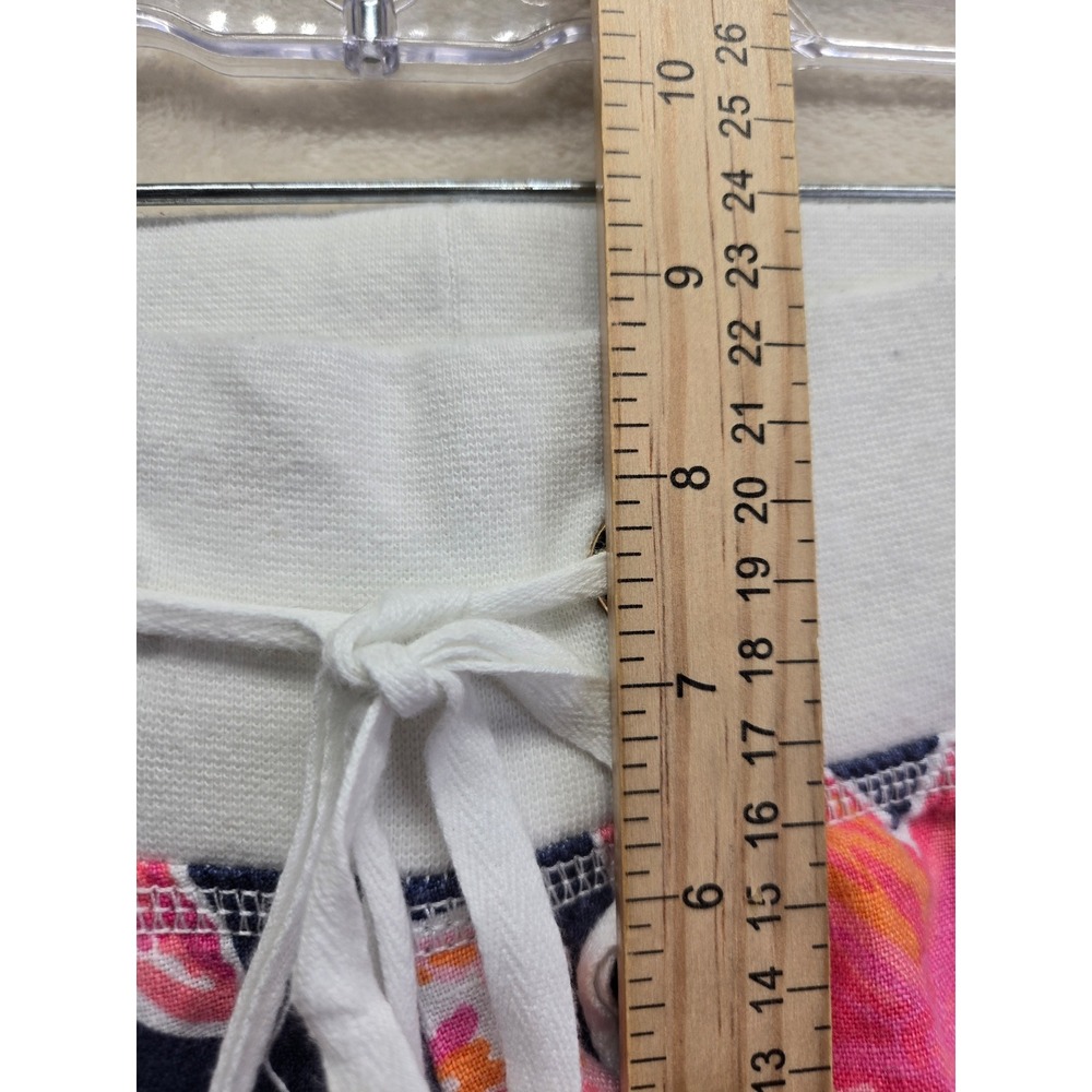 Lilly Pulitzer Linen Beach Pants Navy Pink Floral Tropical Drawstring XS Resort - Picture 4 of 10
